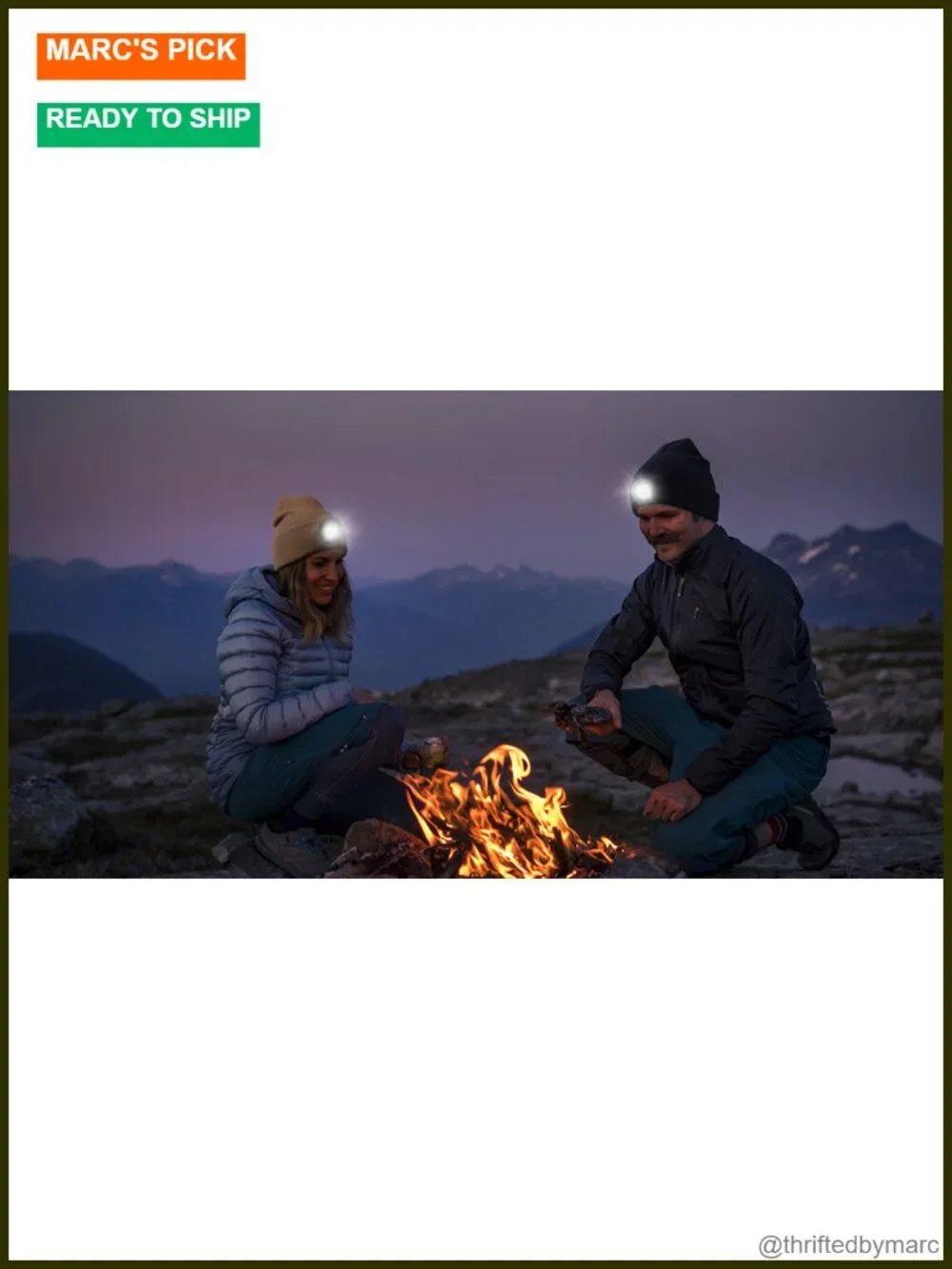 Unisex USB Rechargeable LED Beanie with Light Hands Free Headlamp Winter Knit